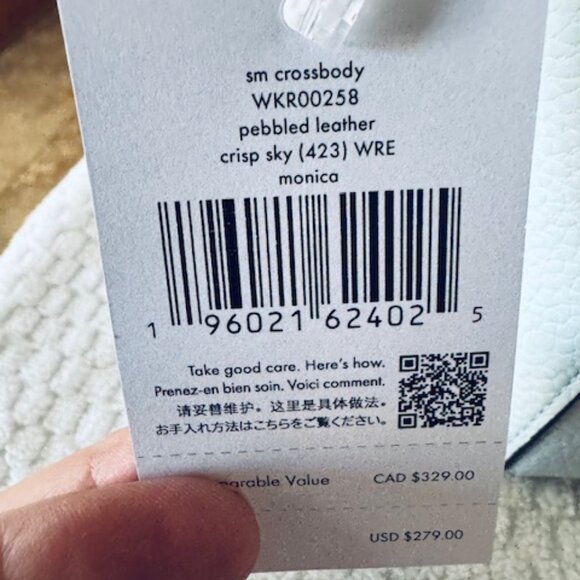 NWT Kate Spade Monica Small Crossbody Crisp Sky Blue Pebbled Leather $279 - Picture 5 of 8